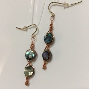 Abalone Shell Copper Wire Wrap Earrings